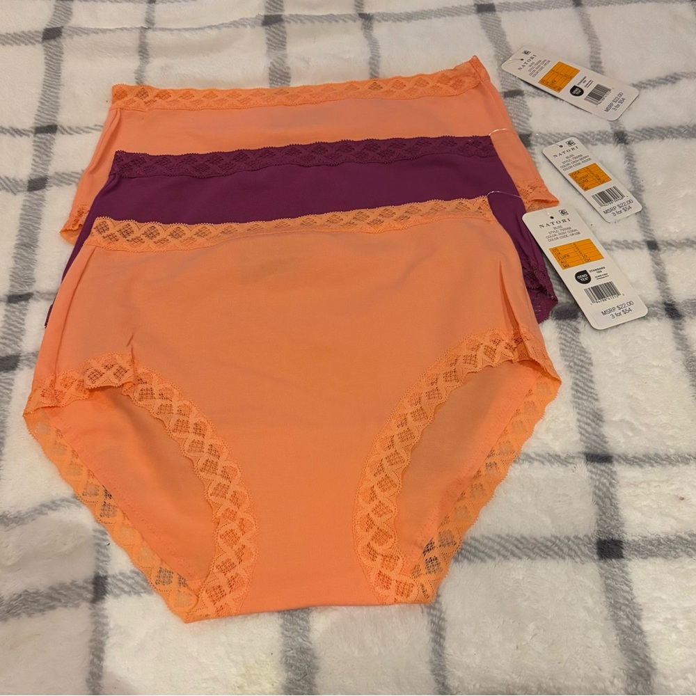 NATORI LOT OF 3 BLISS BRIEF COTTON UNDERWEAR/PANTIES SIZE SMALL NWT
